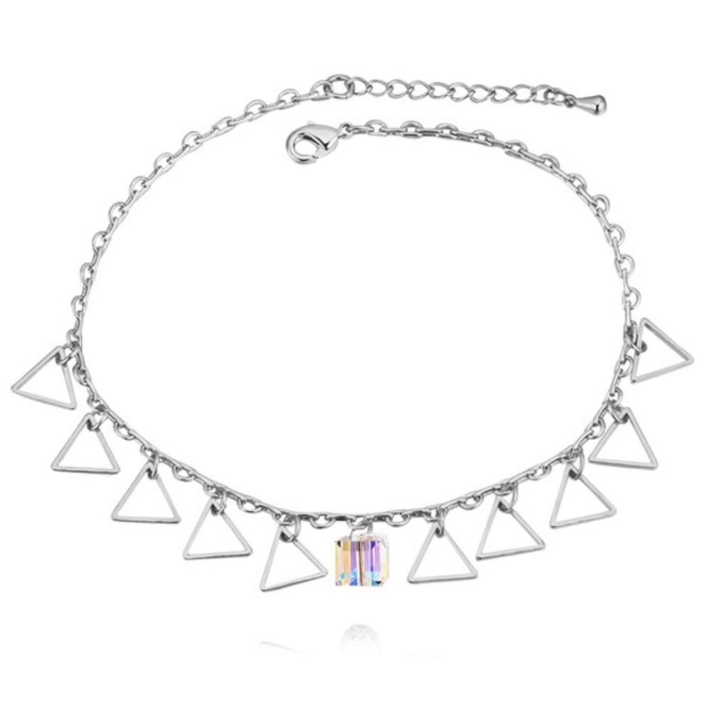 Aurora Borealis Cube Triangle Swarovski Crystal Anklet